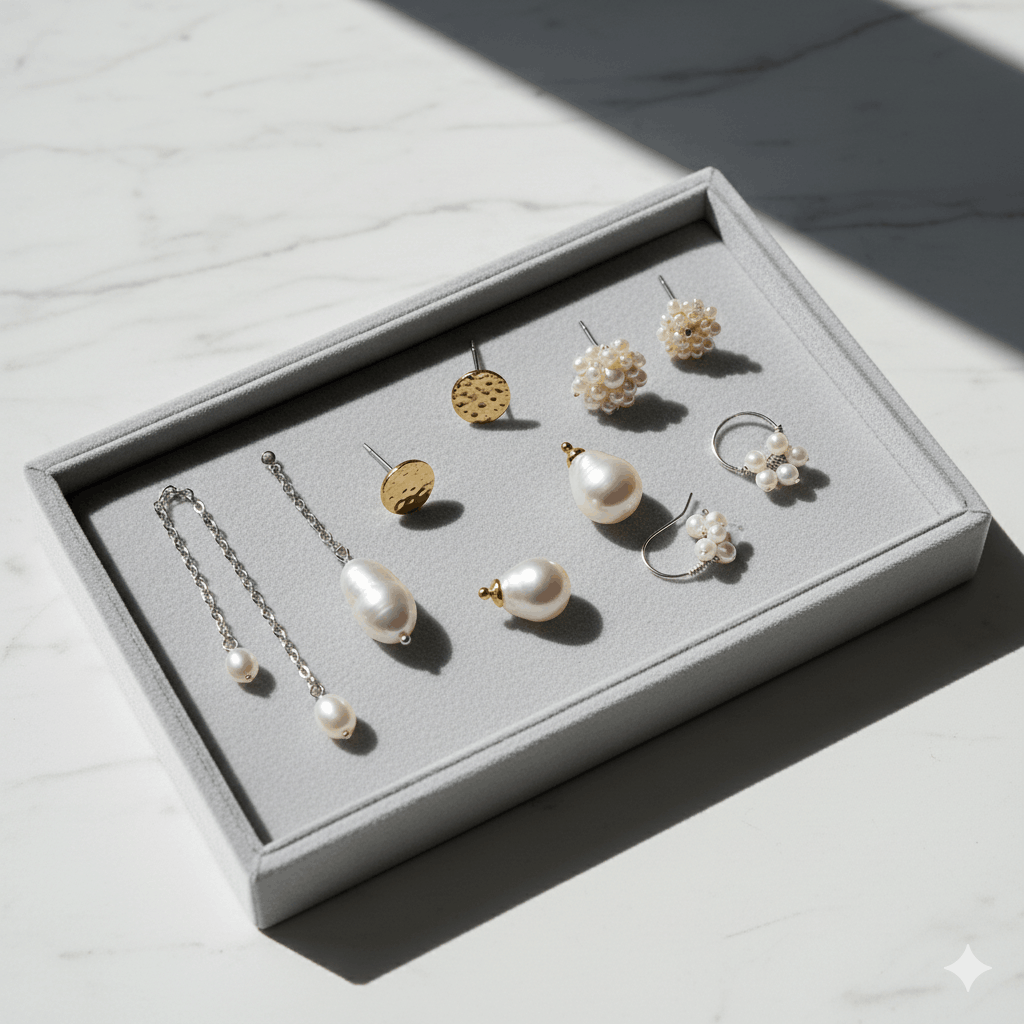 04. Shoppa asymmetriska pärlörhängen hos PearlsOnly