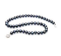7-8mm Sötvatten Halsband i Ensam Färgad svart