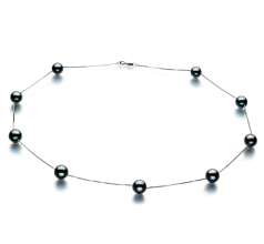 7-8mm japanska Akoya Halsband i Tennmugg Svart