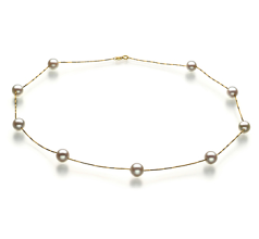 7-8mm japanska Akoya Halsband i Tennmugg Vit