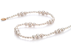 3-8mm Sötvatten Halsband i Försäljning Vit