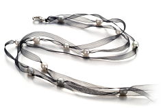 5-6mm Sötvatten Halsband i Svart Jasmin Vit