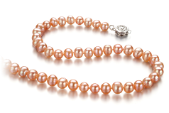 6-7mm Sötvatten Halsband i Lycka Rosa