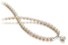 3-4mm Sötvatten Halsband i Släpp Vit