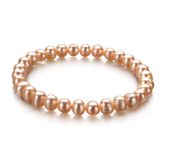 6-7mm Sötvatten Armband i Lycka Rosa