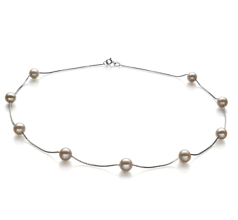 7-8mm Sötvatten Halsband i Tennmugg Vit