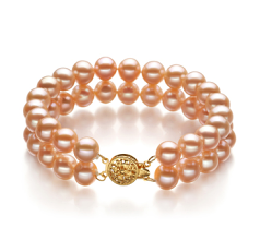 7-8mm Sötvatten Armband i Högsta Rosa