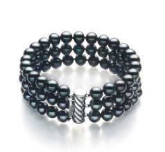 6-7mm Sötvatten Armband i Frida Färgad svart