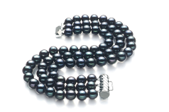 6-7mm Sötvatten Armband i Frida Färgad svart