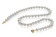 6.5-7mm japanska Akoya Halsband i Hanadama 23-tum Vit