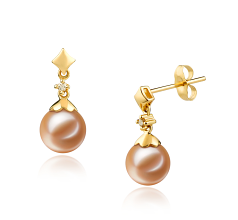 7-8mm Sötvatten Örhängen Set i Georgien Rosa