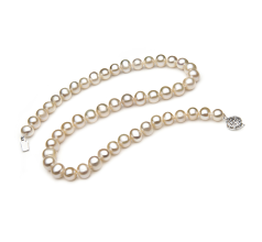 7-8mm Sötvatten Halsband i Ensam Vit