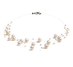 3-9mm Sötvatten Halsband i Maria Vit