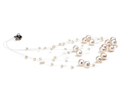 3-9mm Sötvatten Halsband i Maria Vit