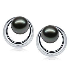 9-10mm Tahitiska Örhängen Set i Stigande sol Svart