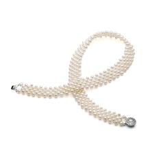 3-4mm Sötvatten Halsband i Fem rad Vit
