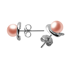 5-6mm Sötvatten Örhängen Set i Delfin Rosa