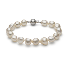 10-11mm Sötvatten Armband i Barock dropp Vit