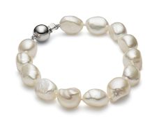 10-11mm Sötvatten Armband i Barock dropp Vit