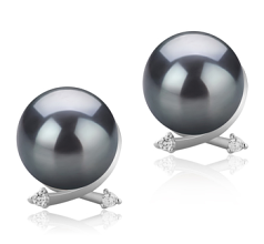 10-11mm Tahitiska Örhängen Set i Bär Svart