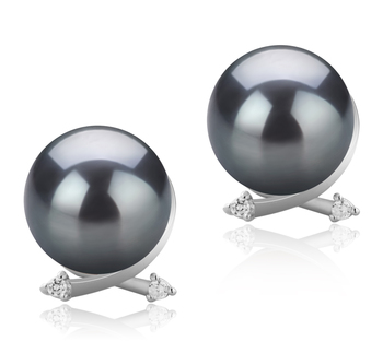 10-11mm Tahitiska Örhängen Set i Bär Svart