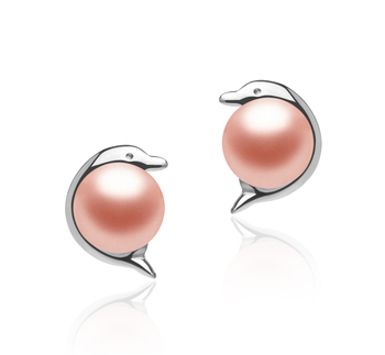 5-6mm Sötvatten Örhängen Set i Delfin Rosa