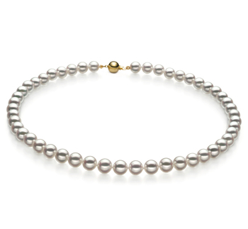 7.5-8mm japanska Akoya Halsband i Hanadama 16 tum Vit