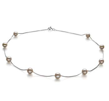 7-8mm Sötvatten Halsband i Tennmugg Vit